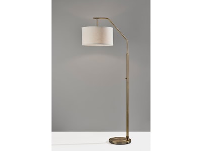 Simplee Adesso Max 66 Antique Brass Floor Lamp with Off-White Drum Shade (SL1140-21)