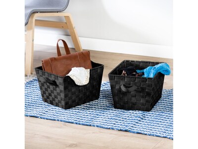 Honey-Can-Do Woven Storage Bin with Handles, Black, 2/Pack (STO-07800)