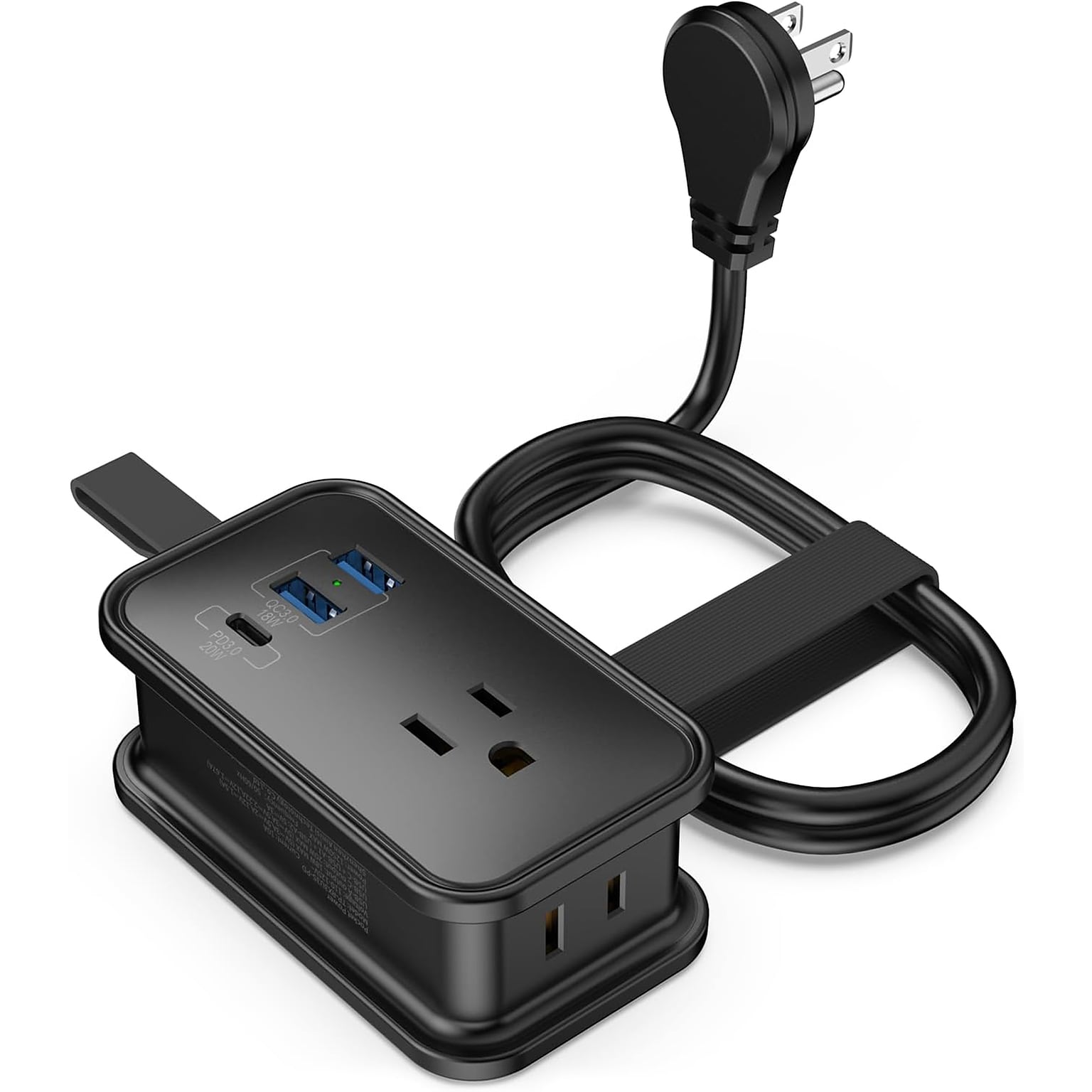 Uncaged Ergonomics 3-Outlet 3-USB Port Power Strip, 3, Black (TC-b)