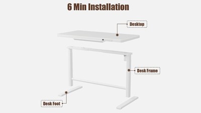 Uncaged Ergonomics Rise Up Glass Electric Standing Desk, 23.7" x 45.3", White (RUglass-white)