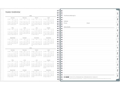 2025 Blue Sky Amitza Blue 8.5" x 11" Weekly & Monthly Planner, Plastic Cover, Blue/White (148765-25)
