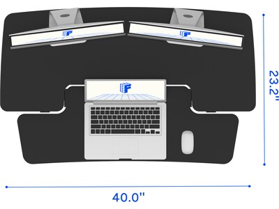 FlexiSpot M7 Series 40"W Manual Rectangular Adjustable Standing Desk Converter, Black (M7-E-40B)