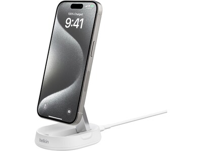 Belkin BoostCharge Pro Magnetic Wireless Charging Stand with Qi2 15W, White (WIA008ttWH)