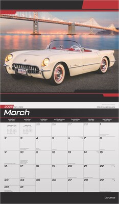 2025 BrownTrout Corvette 14" x 24" Monthly Deluxe Wall Calendar, (9781975479411)