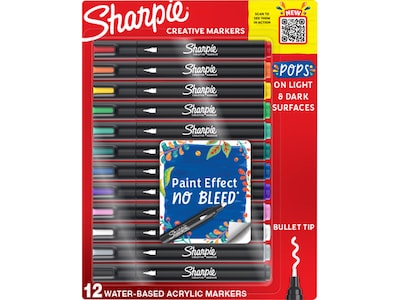 Sharpie Water-Based Creative Markers, Bullet Point, Assorted Colors, 12/Pack (2196905)