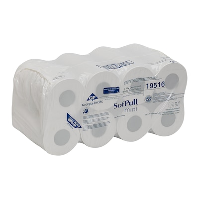 SofPull Mini 2-Ply Centerpull Toilet Paper, White, 500 Sheets/Roll, 16 Rolls/Carton (19516)