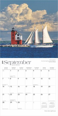 2025 BrownTrout Great Lakes Lighthouses 12" x 12" Monthly Square Wall Calendar (9781975475086)