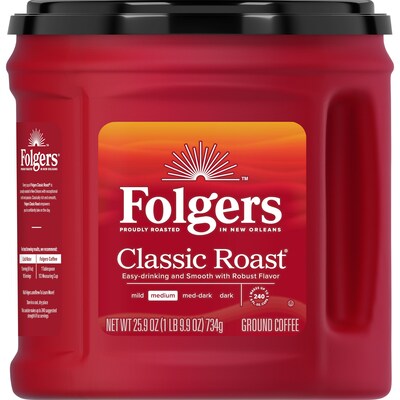 Folgers Classic Roast Ground Coffee, Medium Roast, 25.9 oz., 6/Carton (2550030407CT)