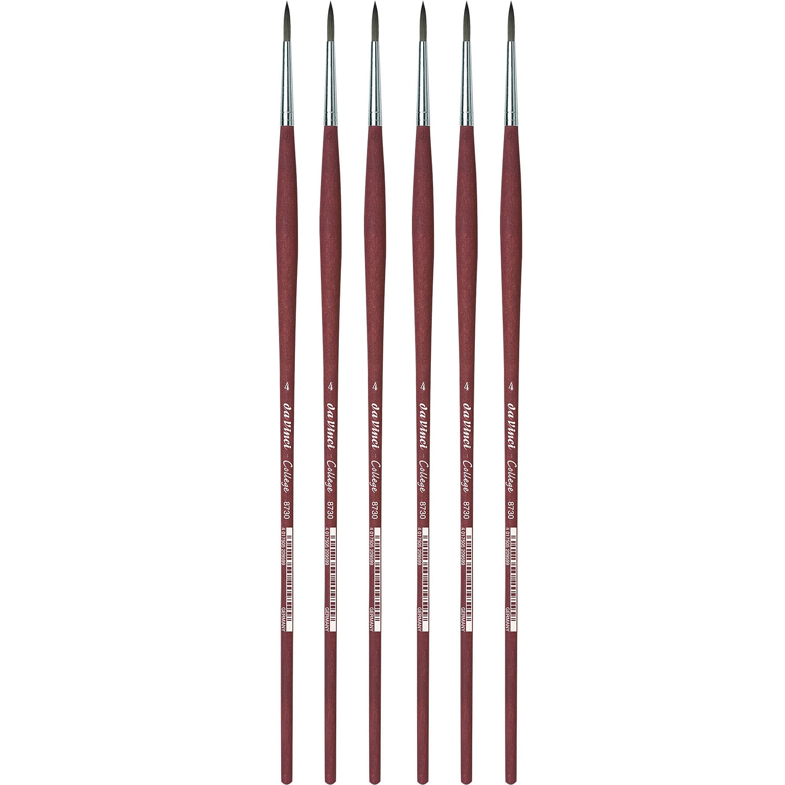 da Vinci COLLEGE Brush, Synthetic, Acrylic & Oil, Round, Series 8730, Size 4, 6/Pack (DVXVA87304-6)