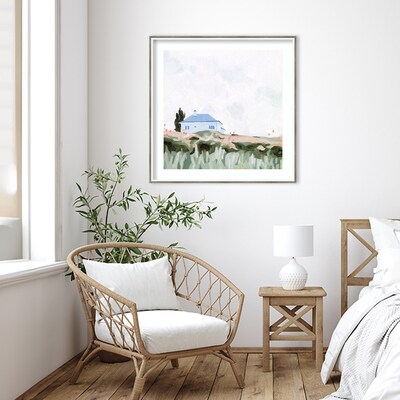 Amanti Art House on a Hill II by Emma Scarvey Wood Framed Wall Art Print, 33 x 33 (A42675543143)