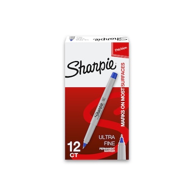 Sharpie Permanent Marker, Ultra Fine Tip, Blue, Dozen (37003