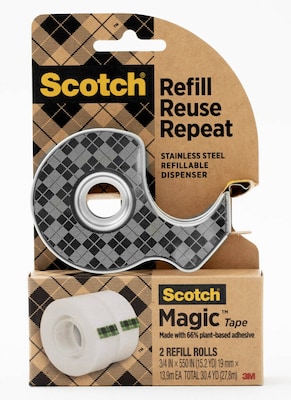 Scotch Desktop Dispenser w/Tape, Stainless Steel (123R)