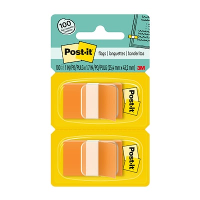 Post-it Flags, 1 Wide, Orange, 100 Flags/Pack (680-0E2)