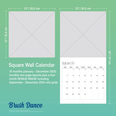 2025 Brush Dance Points of Light 12" x 24" Monthly Square Wall Calendar, (9781975481230)