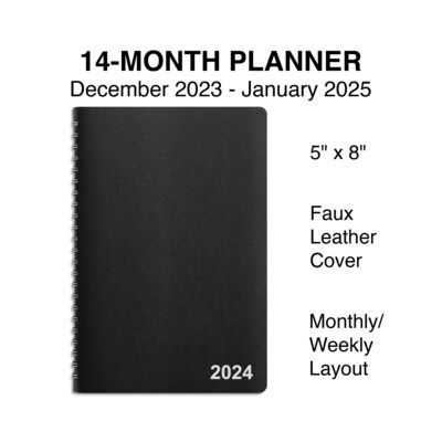 2025 Staples 5" x 8" Weekly & Monthly Appointment Book, Black (ST58454-25)