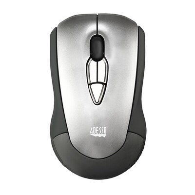 Adesso Air Wireless Ambidextrous Laser USB Mouse Mobile, Silver/Black (WKB-5100CB)