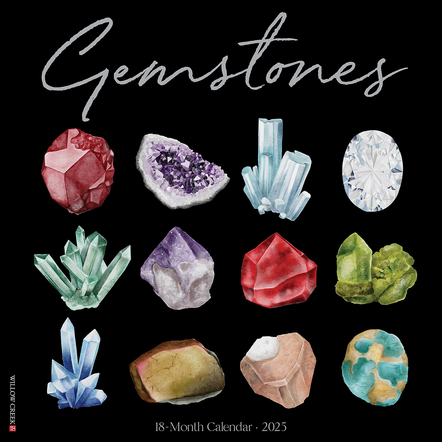 2025 Willow Creek Gemstones 12 x 12 Monthly Wall Calendar (43004)