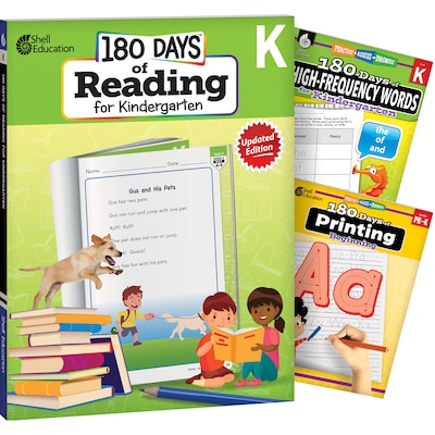 Shell Education 180 Days Reading, High-Frequency Words, & Printing Grade K: 3-Book Set (SEP147649)