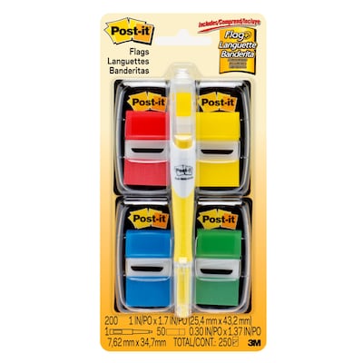 Post-it Flags Value Pack, .94 Wide, Assorted Colors, 200 Flags/Pack plus Flag + Highlighter (680-RY