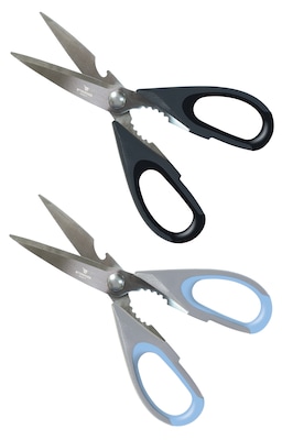 Better Kitchen Products Stainless Steel All Purpose Kitchen/Utility Scissors, 8.5", Black/Gray, Silver/Blue, 2/Pack (00601-2PK)
