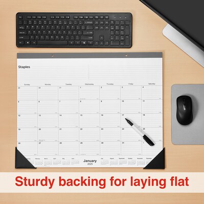 2025 Staples 22" x 17" Desk Pad Calendar, Gray (ST59701-25)