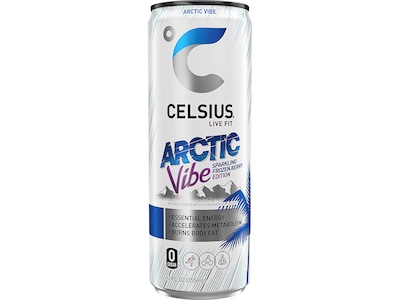 Celsius Sugar-Free Arctic Vibe Sparkling Energy Drink, 12 fl. oz., 12 Cans/Carton (02125)