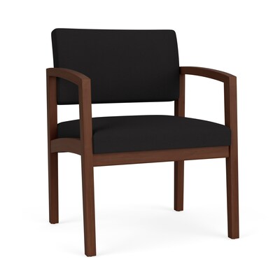 Lesro Lenox Wood Fabric Guest Chair, Open House Black/Walnut (LW1201.WWL-01OHBK)