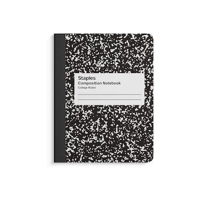 Staples® Composition Notebooks, 7.5" x 9.75", College Ruled, 100 Sheets,  Black/White Marble, 4/Pack | Quill.com