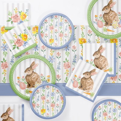 Creative Converting Cottage Easter Bunny Tableware Kit, Serves 8 (DTC9199E2A)