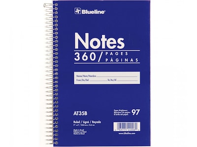 Blueline Notes Steno Pad, 6 x 9, Ruled, Blue, 180 Sheets/Pad (AT35B)