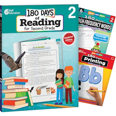 Shell Education 180 Days Reading, High-Frequency Words, & Printing Grade 2: 3-Book Set (SEP147651)