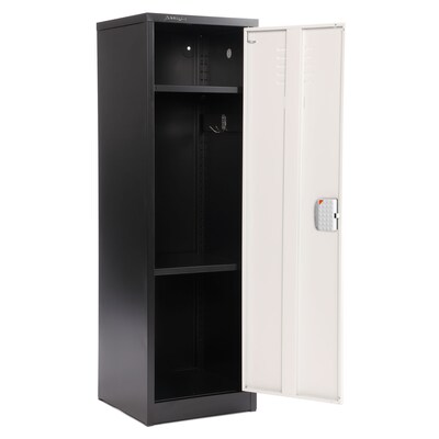 AdirOffice 48"H Single Tier Black/White Storage Locker (ADI629-01-B-W-DL)