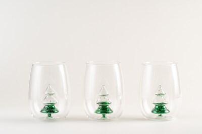 Christmas Tree Icon Glass, Set of 3