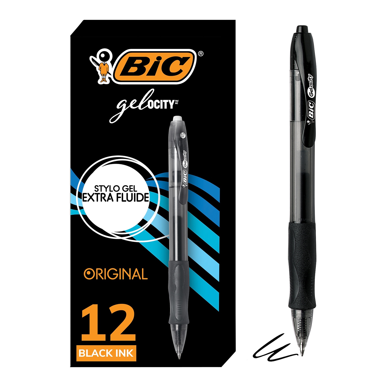 BIC Gel-Ocity Original Retractable Gel Pen, Medium Point, Black Ink, Dozen  (31563) | Quill.com