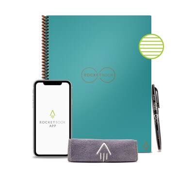 Rocketbook Core Reusable Smart Notebook, 8.5 x 11, Lined Ruled, 32 Sheets, Teal (EVR2-L-RC-CCE)