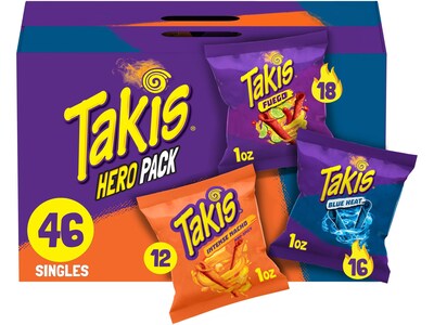 Takis Hero Pack Tortilla Chips, 1 oz., 46 Bags/Case (128642)