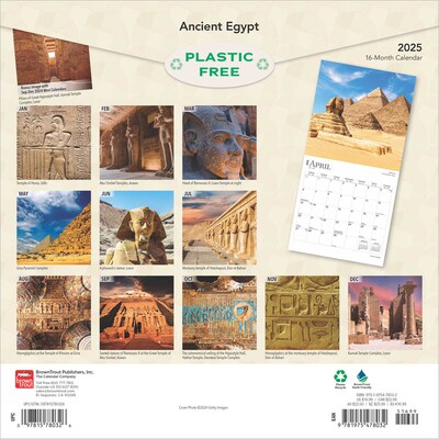 2025 BrownTrout Ancient Egypt 12 x 24 Monthly Square Wall Calendar, (9781975478032)