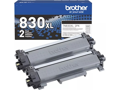 Brother TN830XL Black High Yield Toner Cartridge 2/Pack (TN830XL2PK), print up to 3,000 pages