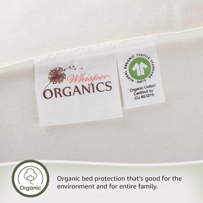 Whisper Organics Waterproof Pique Textured Mattress Protector, GOTS Certified Cotton, Queen, White (WSOR-WMPTWQU)