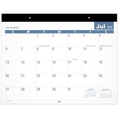 2025-2026 AT-A-GLANCE 21.75 x 17 Academic Monthly Desk Pad Calendar, White/Blue (SKLPAY-32-26)