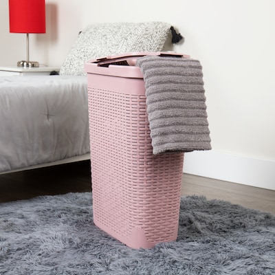 Mind Reader 10.57-Gallon Laundry Hamper with Lid, Plastic, Pink (40HAMP-PNK)