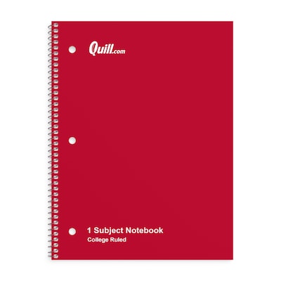 Quill Brand® 1-Subject Notebooks, 8" x 10.5", College Ruled, 70 Sheets, Assorted Colors, 6/Pack (TR58376)
