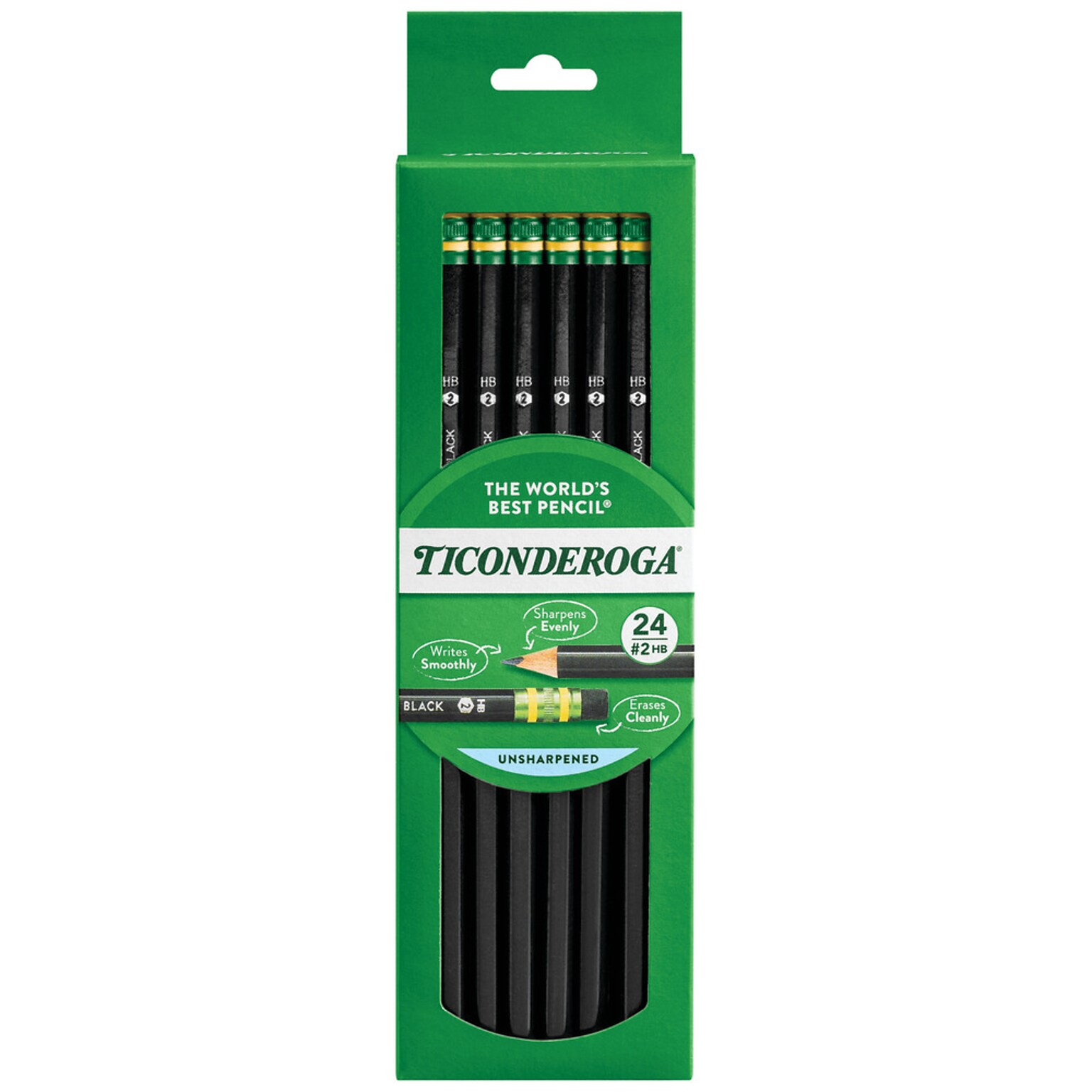 Ticonderoga The Worlds Best Pencil Wooden Pencil, 2.2mm, #2 Soft Lead, 2 Dozen (X13926X)