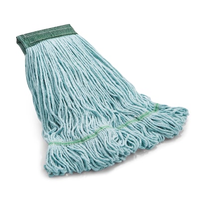 Coastwide Professional™ Looped-End Wet Mop Head, Medium, Recycled PET/Cotton Blend, 5" Headband, Blue (CW57753)