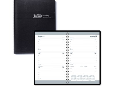 2025 House of Doolittle 5" x 8" Weekly Appointment Book, Leatherette Cover, Black (27802-25)