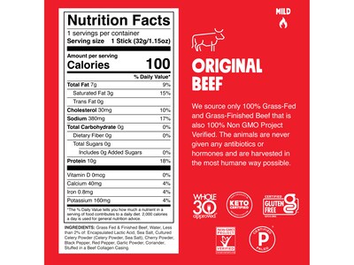 Chomps Original Beef Meat Stick, 1.15 oz., 24/Box (CO24)