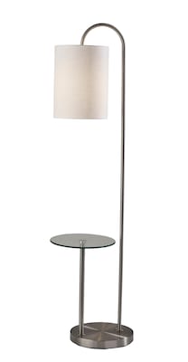 Adesso Amira 64H Brushed Steel Floor Lamp with Drum Shade (4062-22)