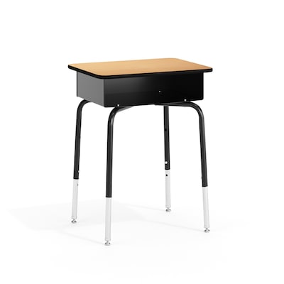 Flash Furniture 24W Student Desk with Open Front Metal Book Box, Wood Grain/Black (FD-DESK-GG)