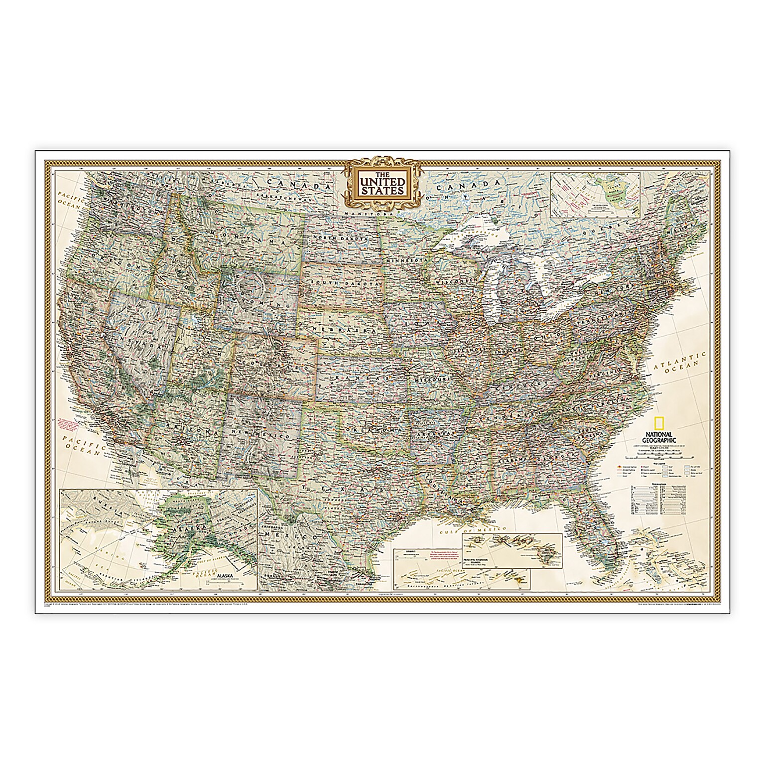 National Geographic United States Executive Map, Poster Size and Laminated, 36 x 24 (NGMRE01020388)