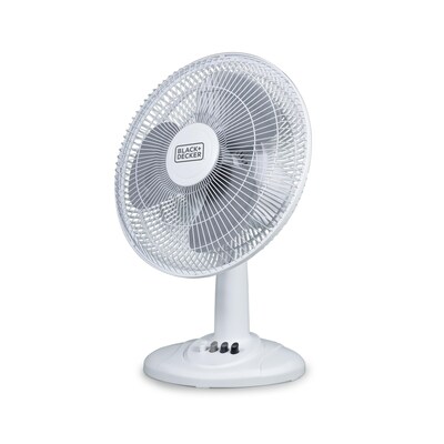 Black & Decker 12 Oscillating Desk Fan, 3-Speed, White (BFDT12SW)